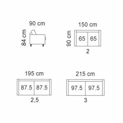 Emilia Sohvat - Land Kankaalla - Mari-Kaluste -Huonekalu kauppa Emilia mitat
