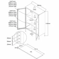 Carbon -vitriini, Matala - Mari-Kaluste -Huonekalu kauppa carbon vitriini matala mittakuva